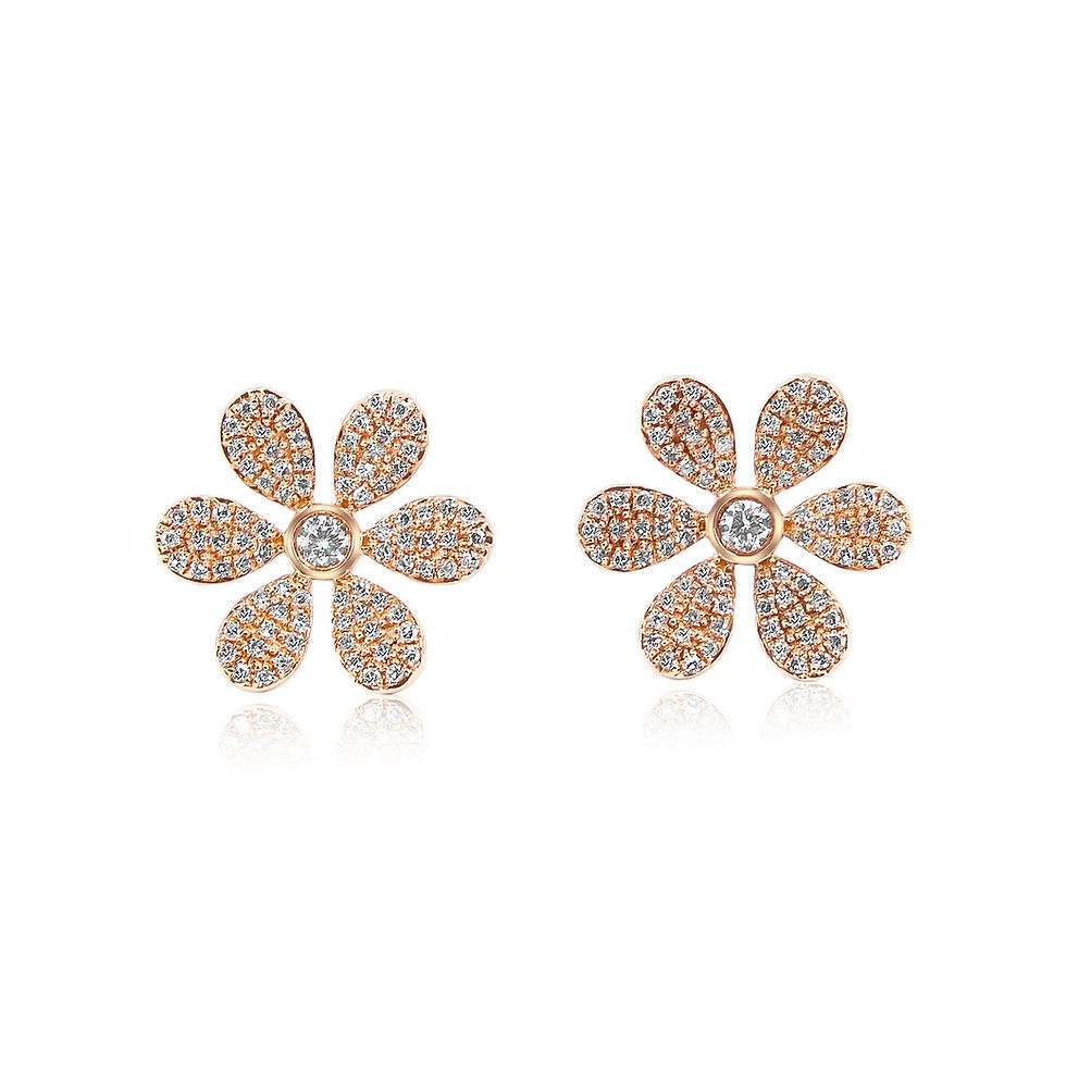 14K Gold Diamond Flower Earring