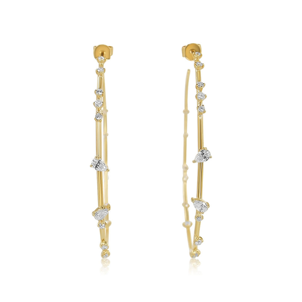 Thumbnail: Multi Diamond Prong Large Hoop Earring