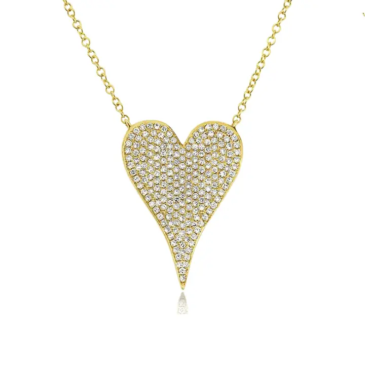 Thumbnail: 18K Solid Gold Large Diamond Heart Necklace