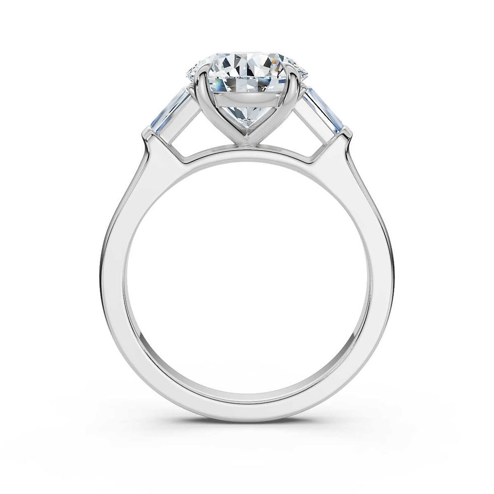 Thumbnail: 18K White Gold Three Stone Baguette Lab Grown Diamond Ring