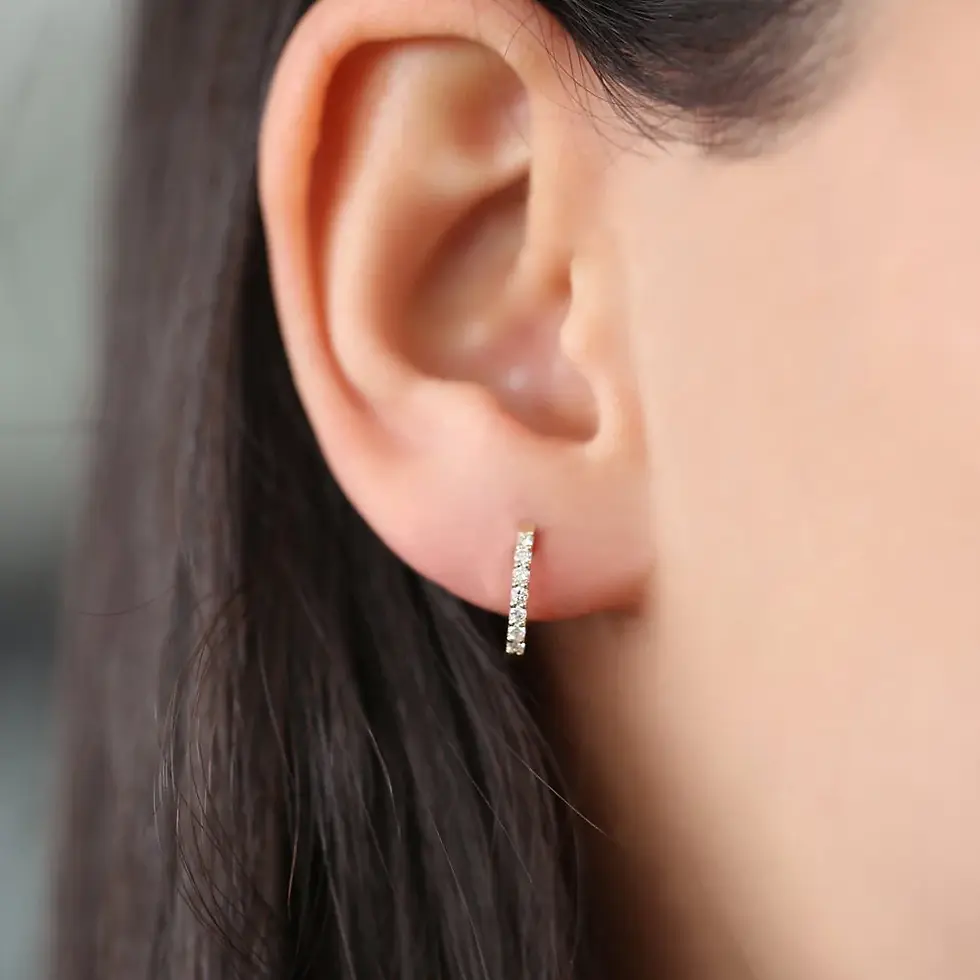 Thumbnail: Gold Diamond Hoop Earrings For Women