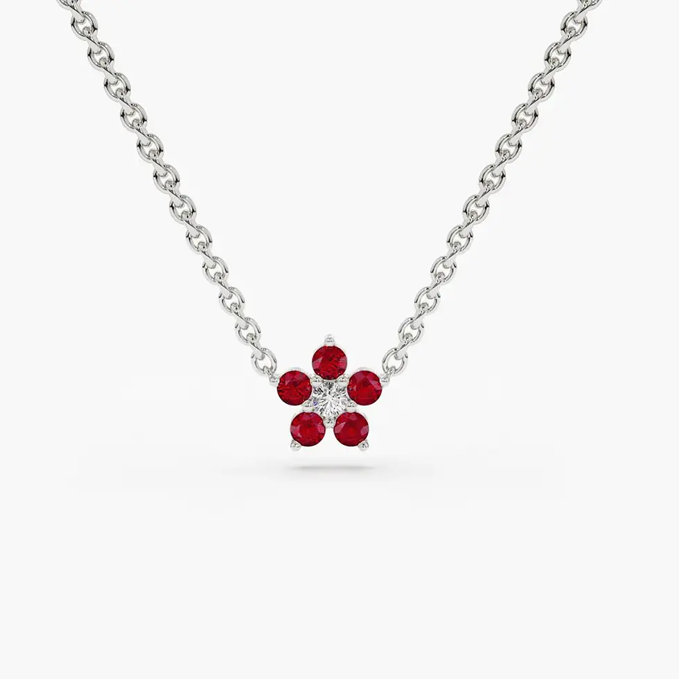 14K Ruby and Diamond  Necklace