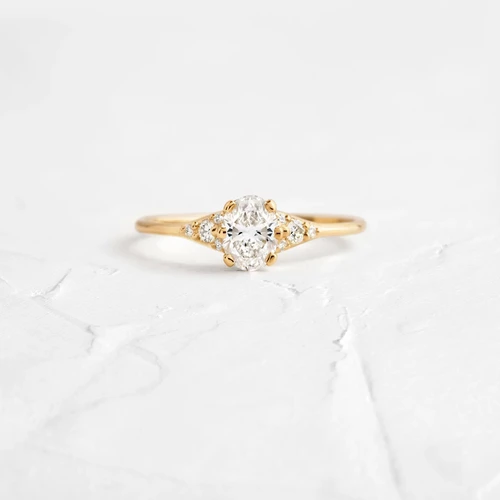 The Karat Store 14K Solid Gold Lady's Slipper Ring, Oval Cut Moissanite  Diamond Ring for Women