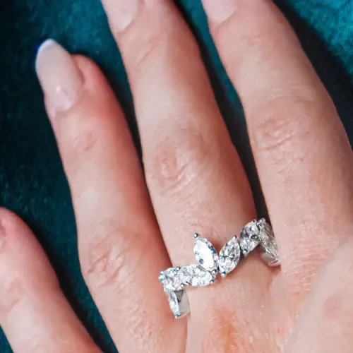 Thumbnail: 18K Solid Gold Marquise Cut Lab Grown Diamond Ring