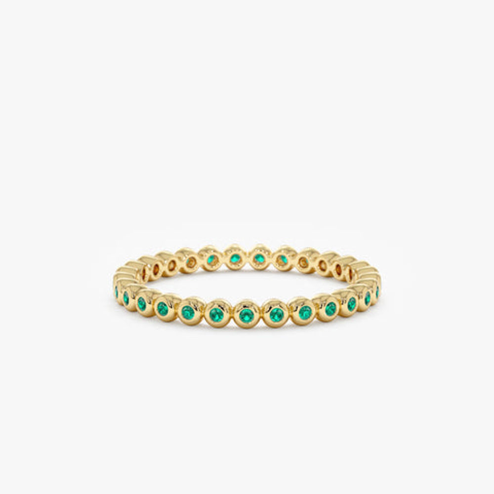 14K Solid Gold Emerald Eternity Band