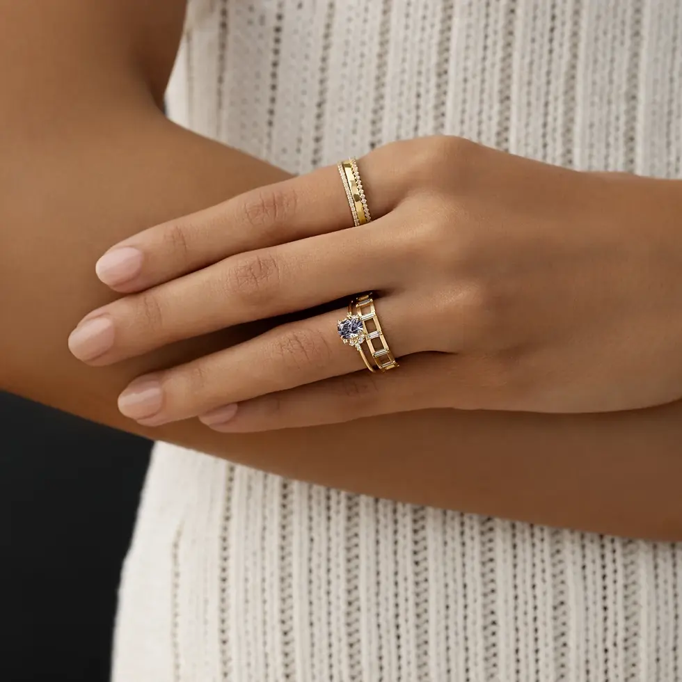 Thumbnail: 18K Solid Gold 1 Carat Violet Montana Sapphire Engagement Ring