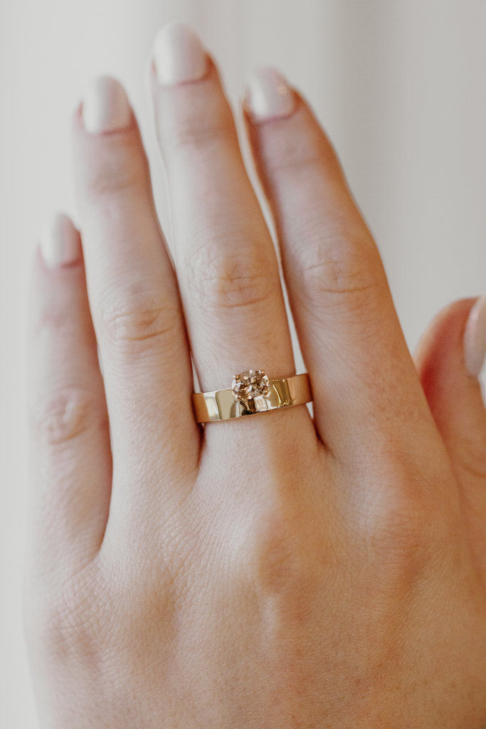 Thumbnail: Oval Champagne Diamond Wide Band Ring