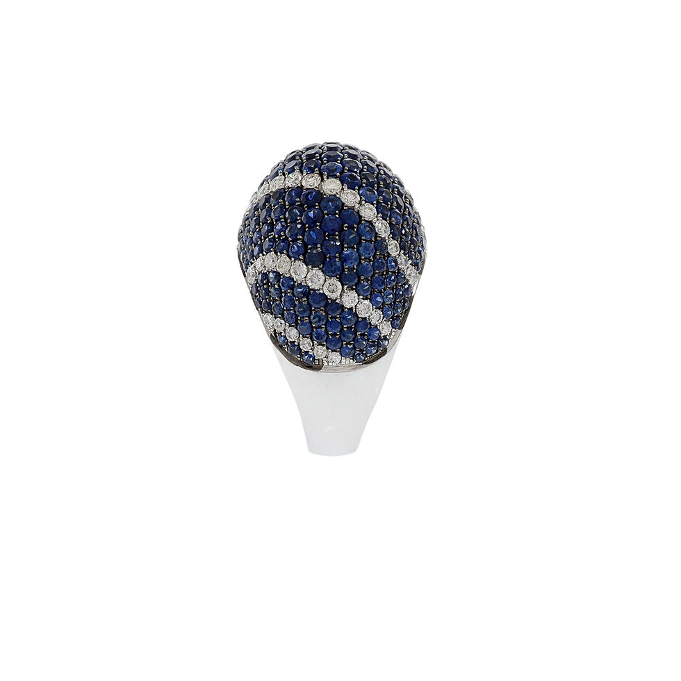 Thumbnail: Blue Sapphire And Diamond Dome Ring