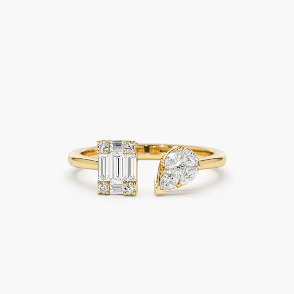 14k Gold Illusion Setting Diamond Toi et Moi Ring