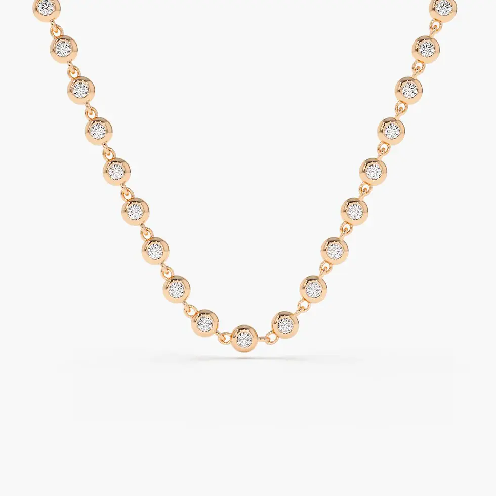 Thumbnail: 14K Gold Bezel Setting Diamond Tennis Pendant