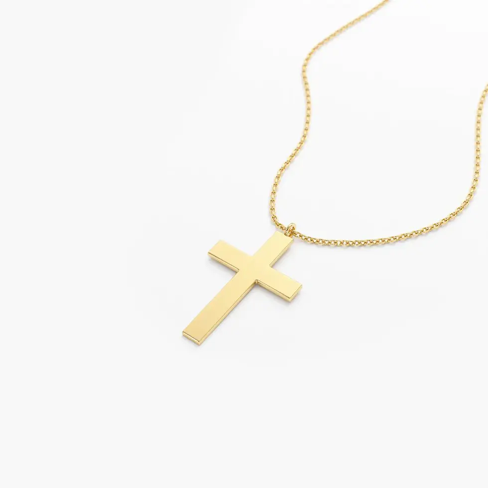 Thumbnail: Elegant 18K Solid Gold Dainty Cross Charm Necklace