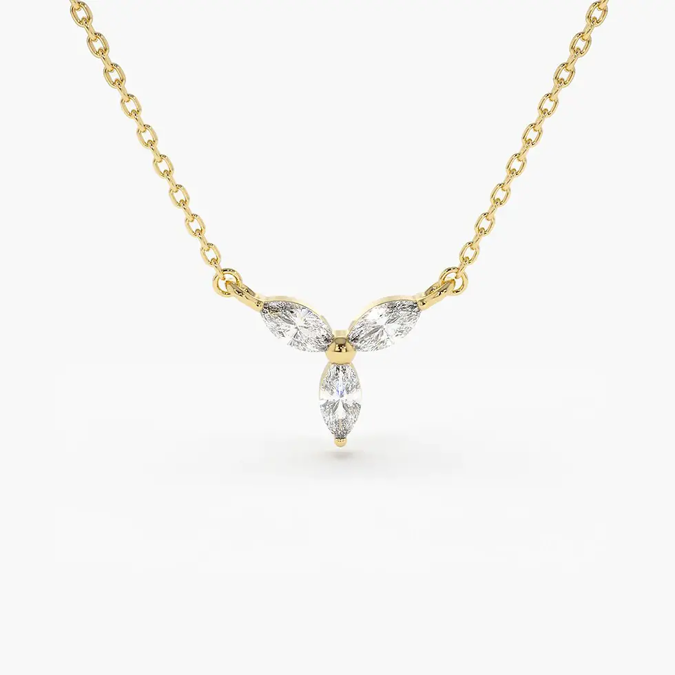 14K Gold Marquise Diamond Necklace