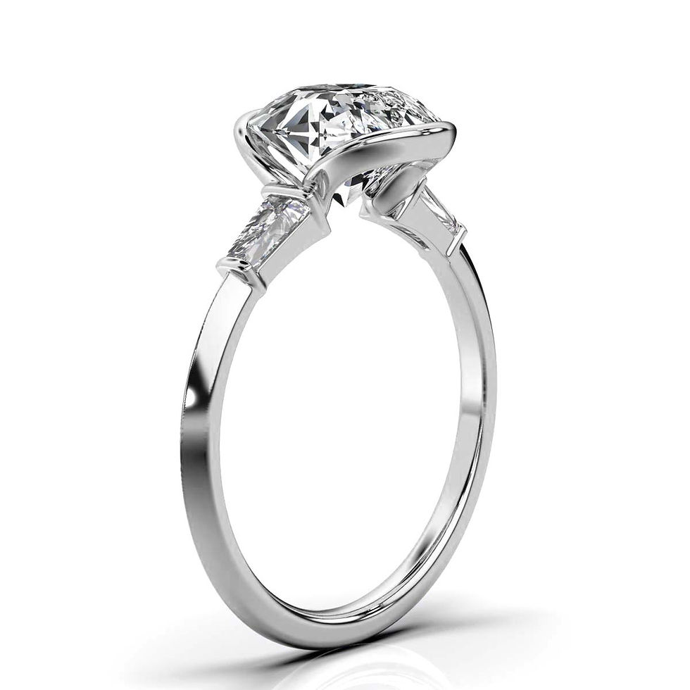 サムネイル： 18K White Gold Three Stone Lab Grown Diamond Ring