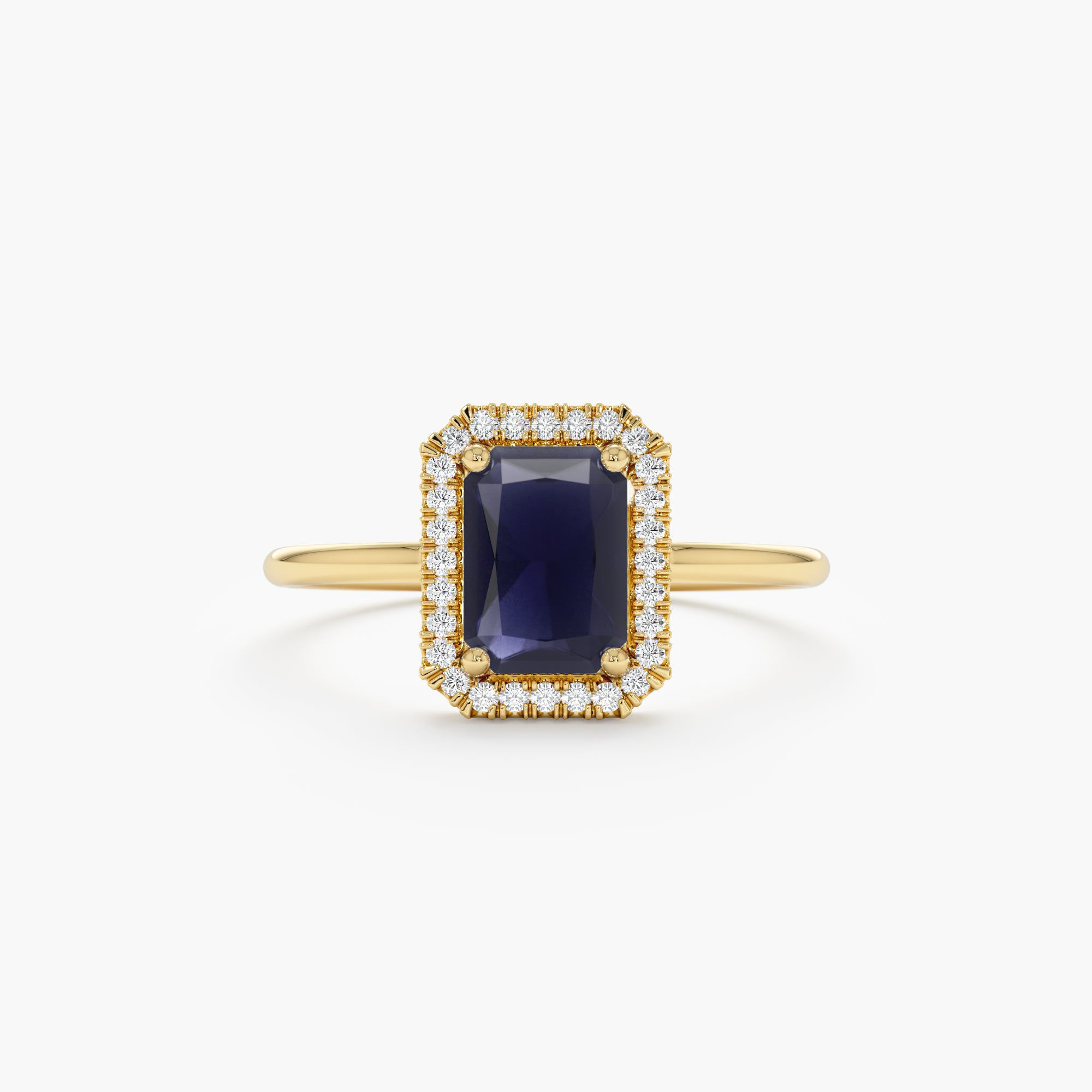 18K Solid Gold Natural Sapphire and Diamond Engagement Ring