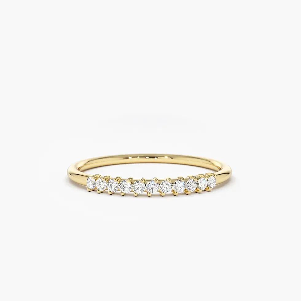 サムネイル： Solid Gold 11 Stone Petite Diamond Wedding Band