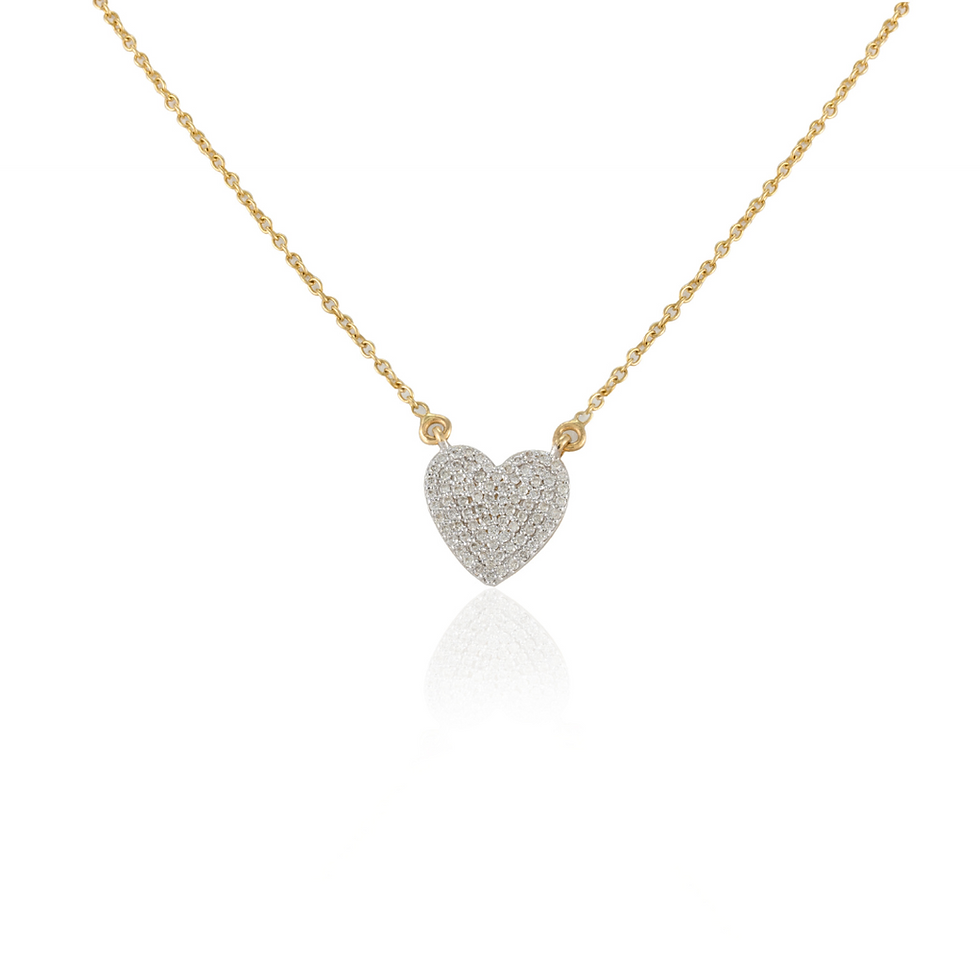 18K Solid Gold Diamond Heart Necklace
