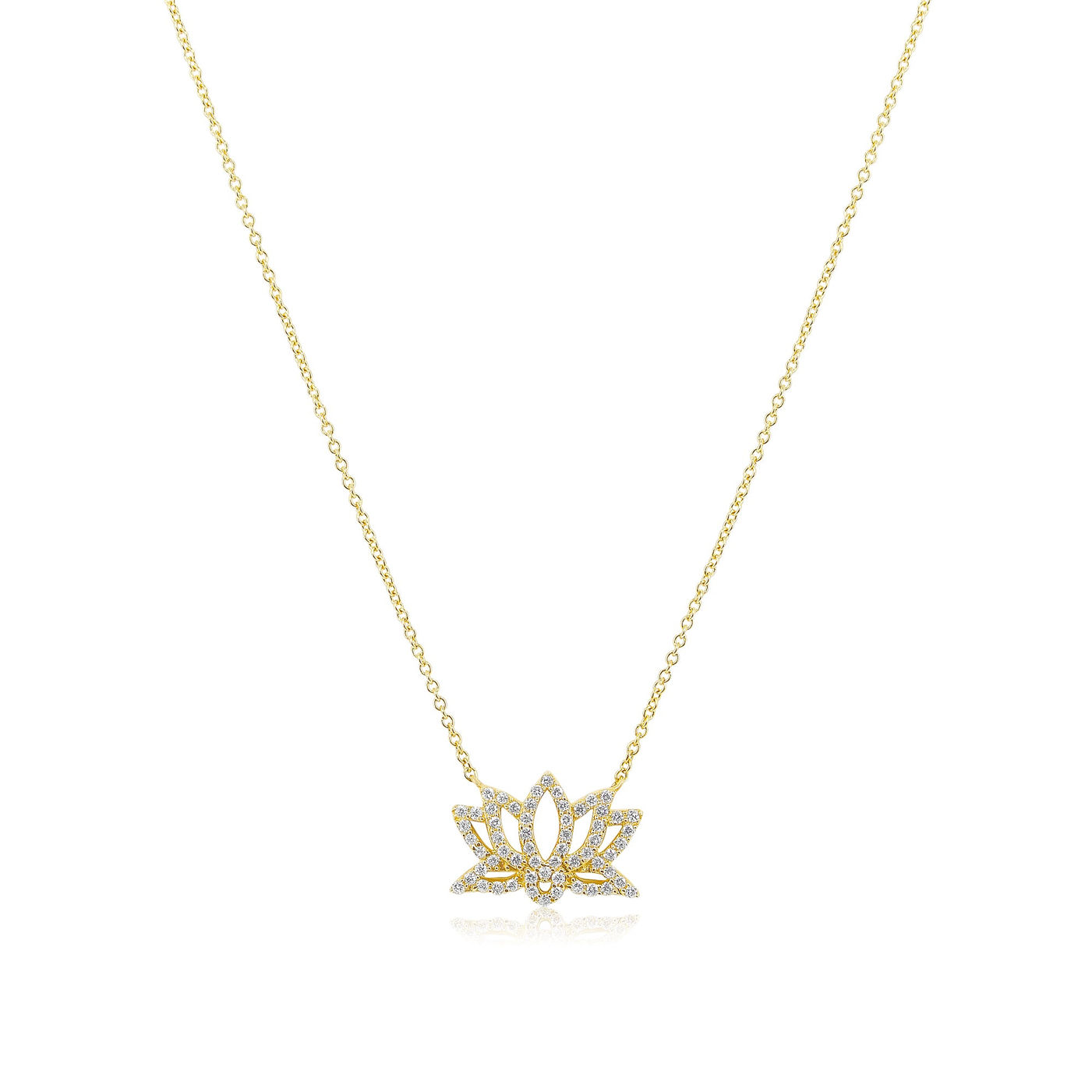14K Gold Diamond Flower Necklace
