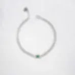 18K White Gold Emerald and Diamond Cuban Bracelet