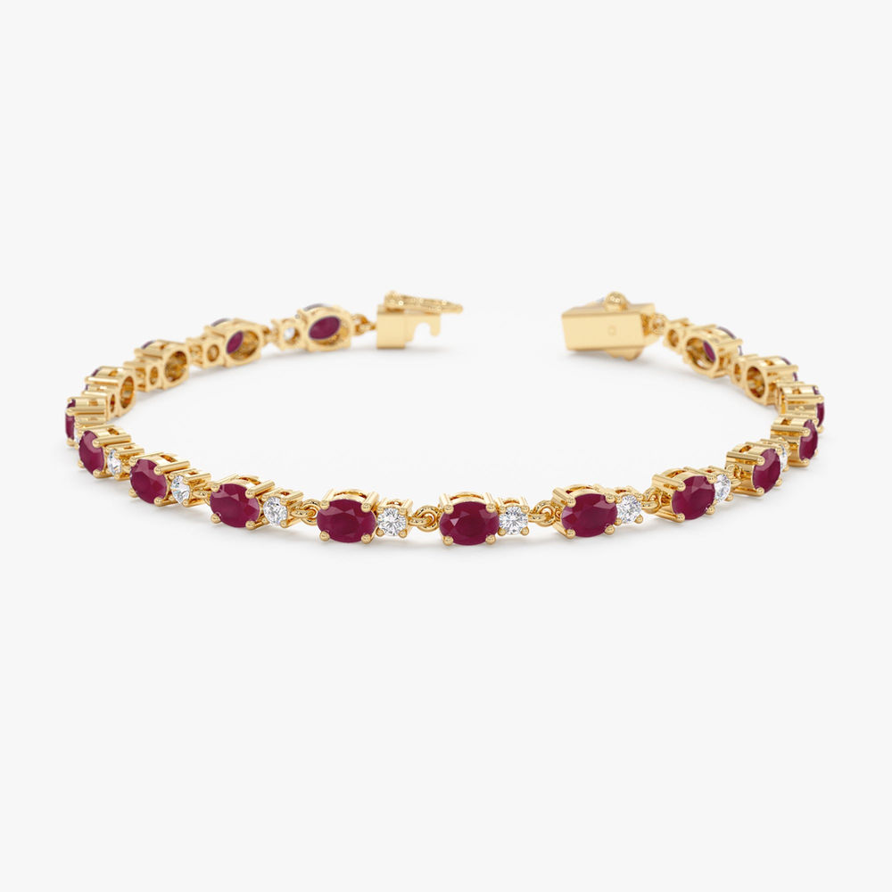 14K Gold Ruby Diamond Garland Eternity Bracelet