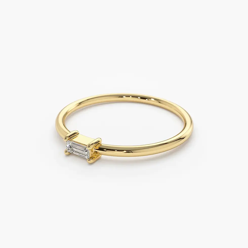 Thumbnail: 18K Solid Gold Single Baguette Diamond Ring