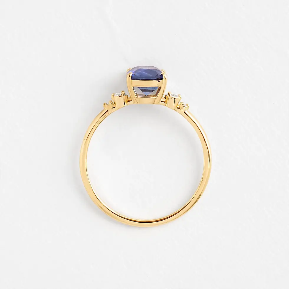 サムネイル： Handcrafted 18K Solid Gold Blue Sapphire Ring 1.44CT Oval Cut