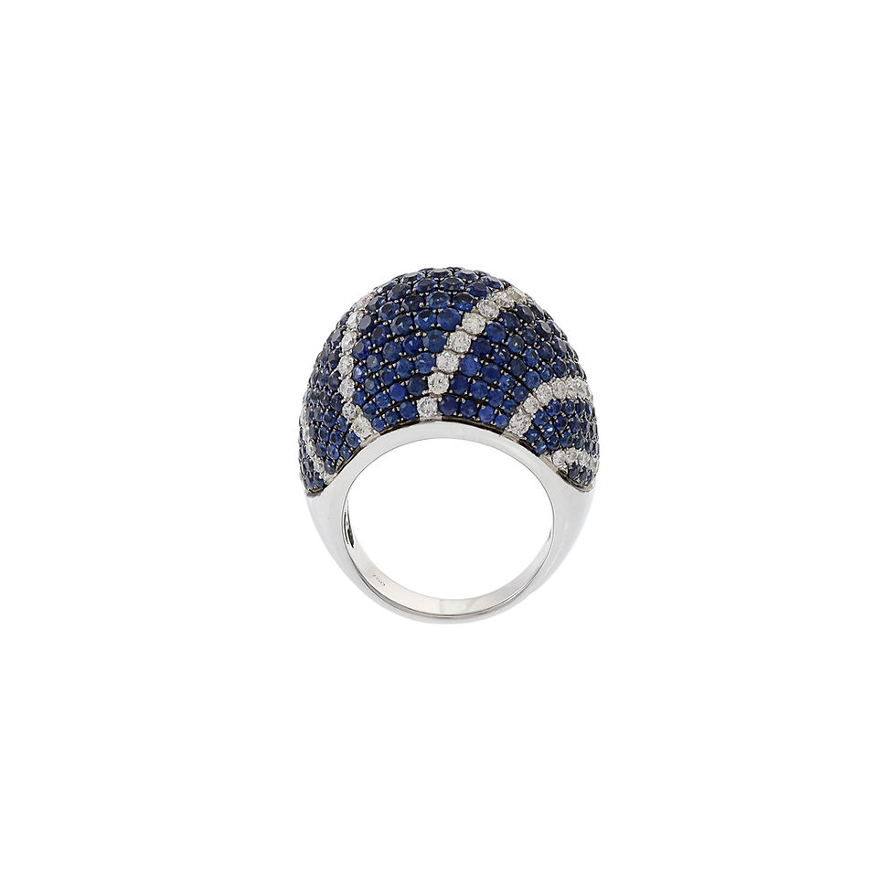 Thumbnail: Timeless 18K Solid Gold Sapphire and Diamond Dome Ring for Women