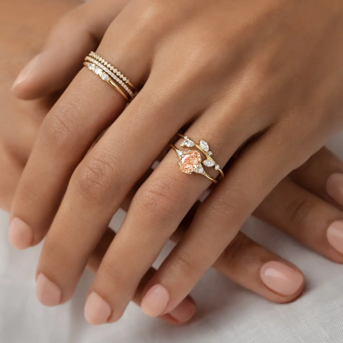 18K Solid Gold 1.16ct. Oval Cut Lab-grown Pink Diamond Ring