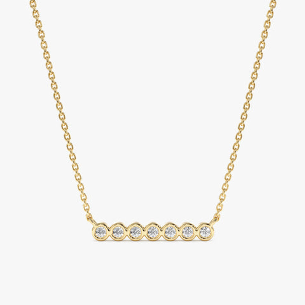 14K Solid Gold Bubble Bar Diamond Necklace