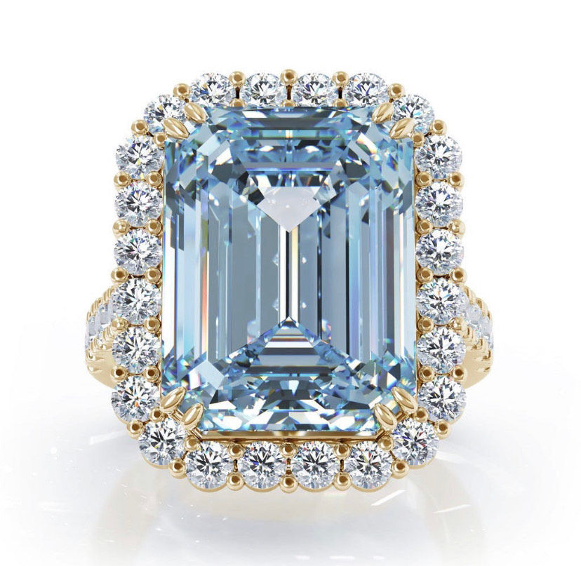 Thumbnail: Blue Diamond Moissanite Engagement Ring