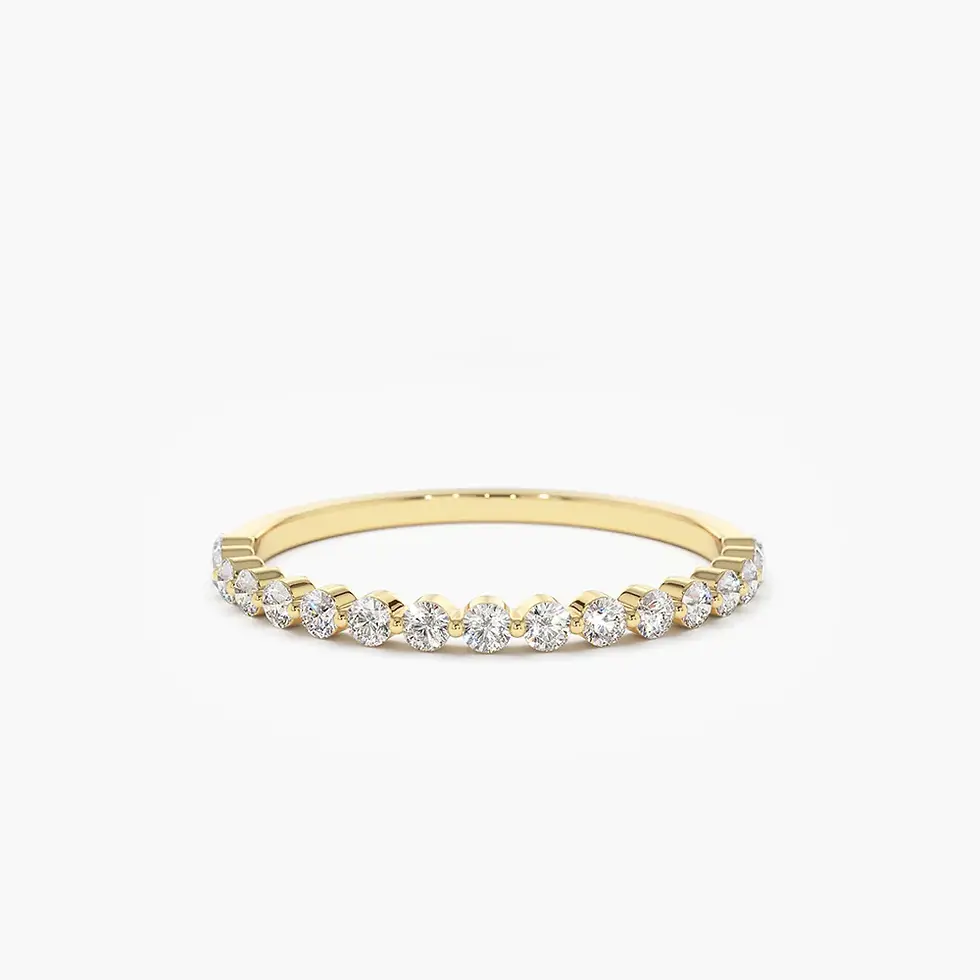 Thumbnail: 18K Solid Gold Round Diamond Shared Prong Wedding Ring
