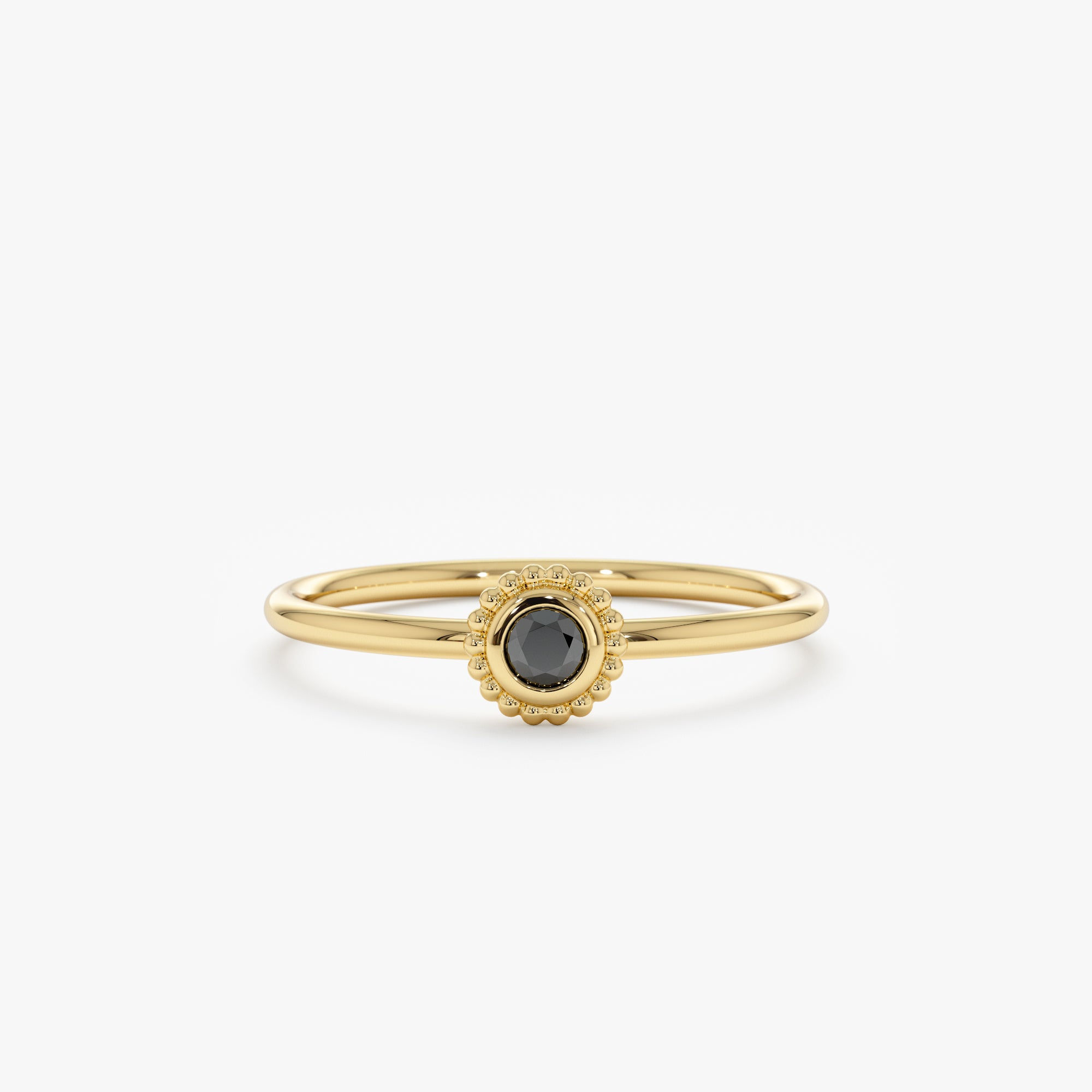 18K Solid Gold Black Onyx Art Deco Ring