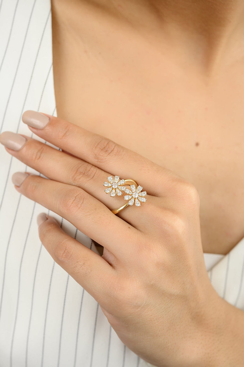 18K Solid Gold Diamond Ring