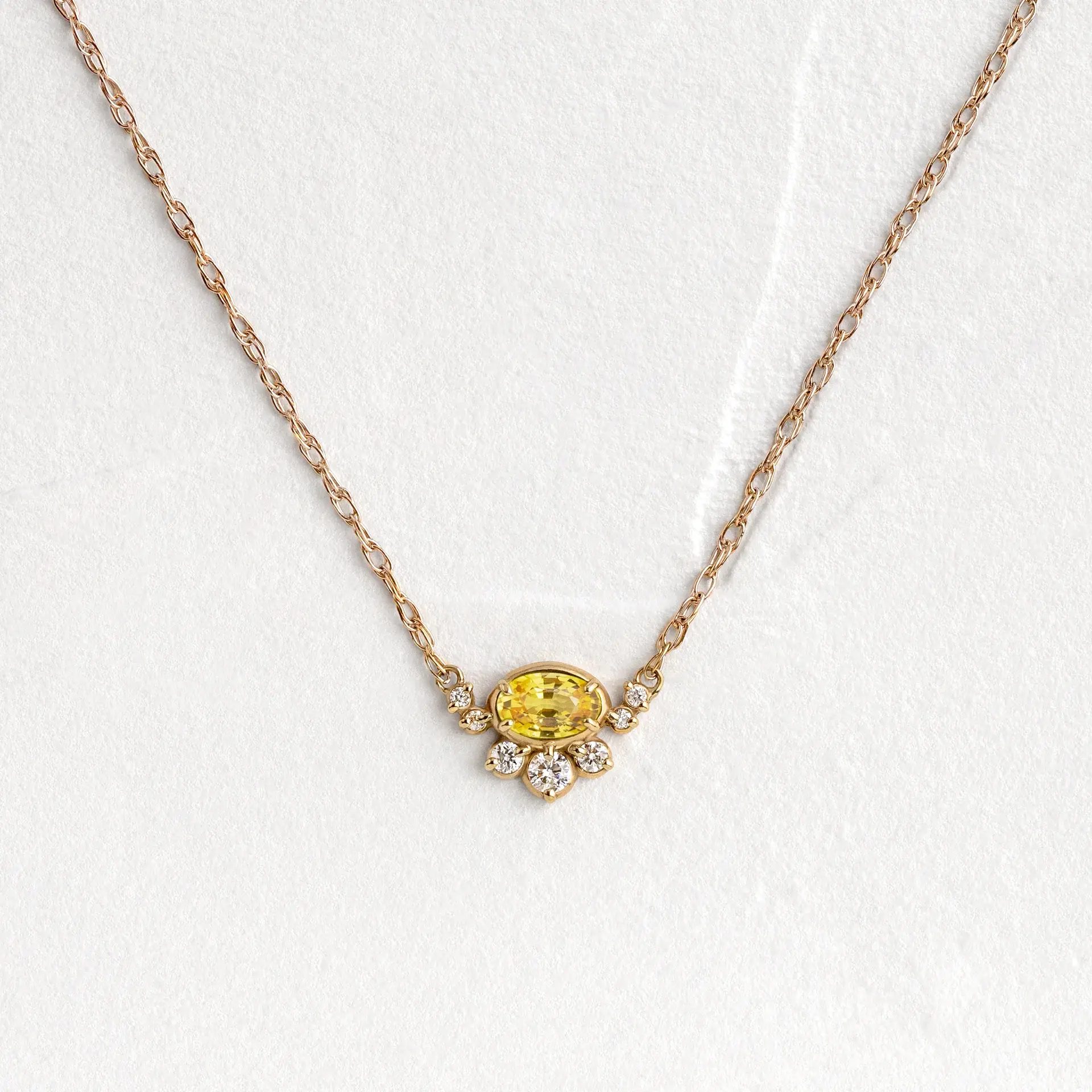14k Solid Gold Yellow Sapphire A Bridge Between Necklace