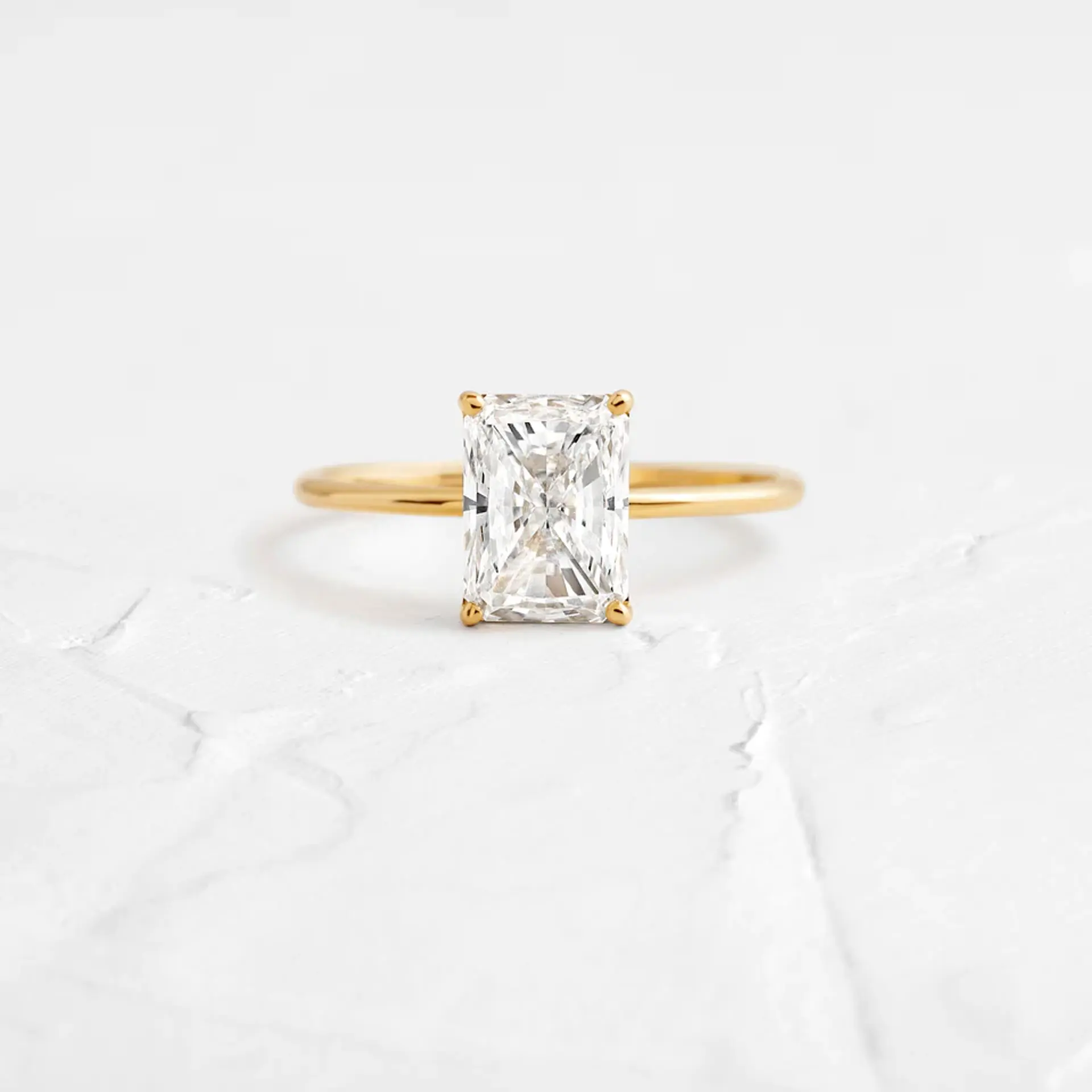 14k Solid Gold Lab-Grown Diamond Radiant Cut Engagement Ring