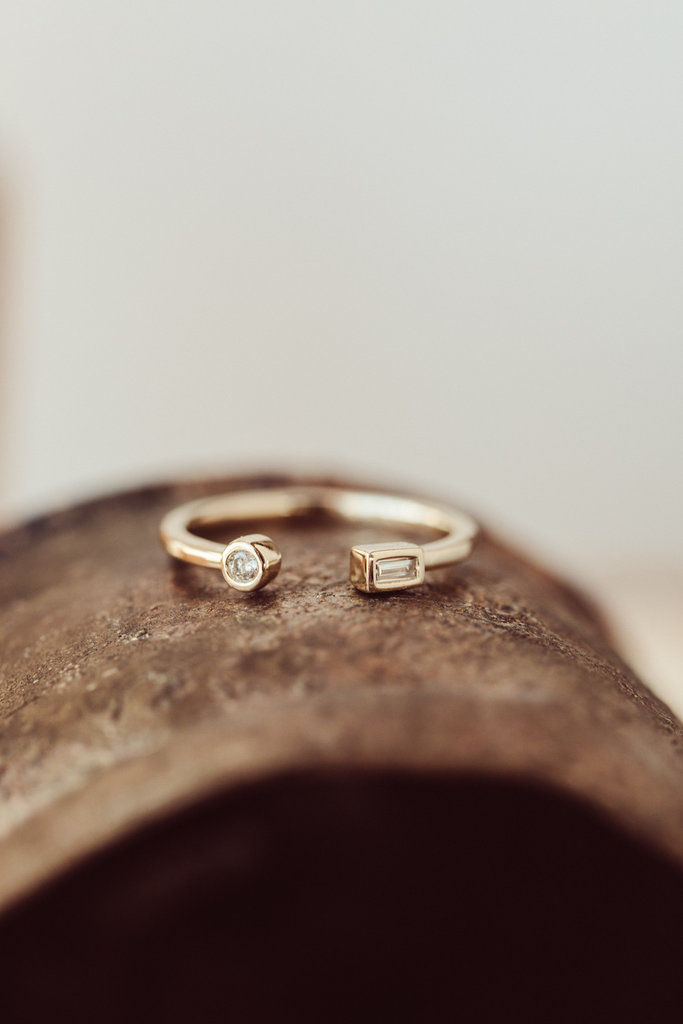 18K Solid Gold Open Diamond Ring