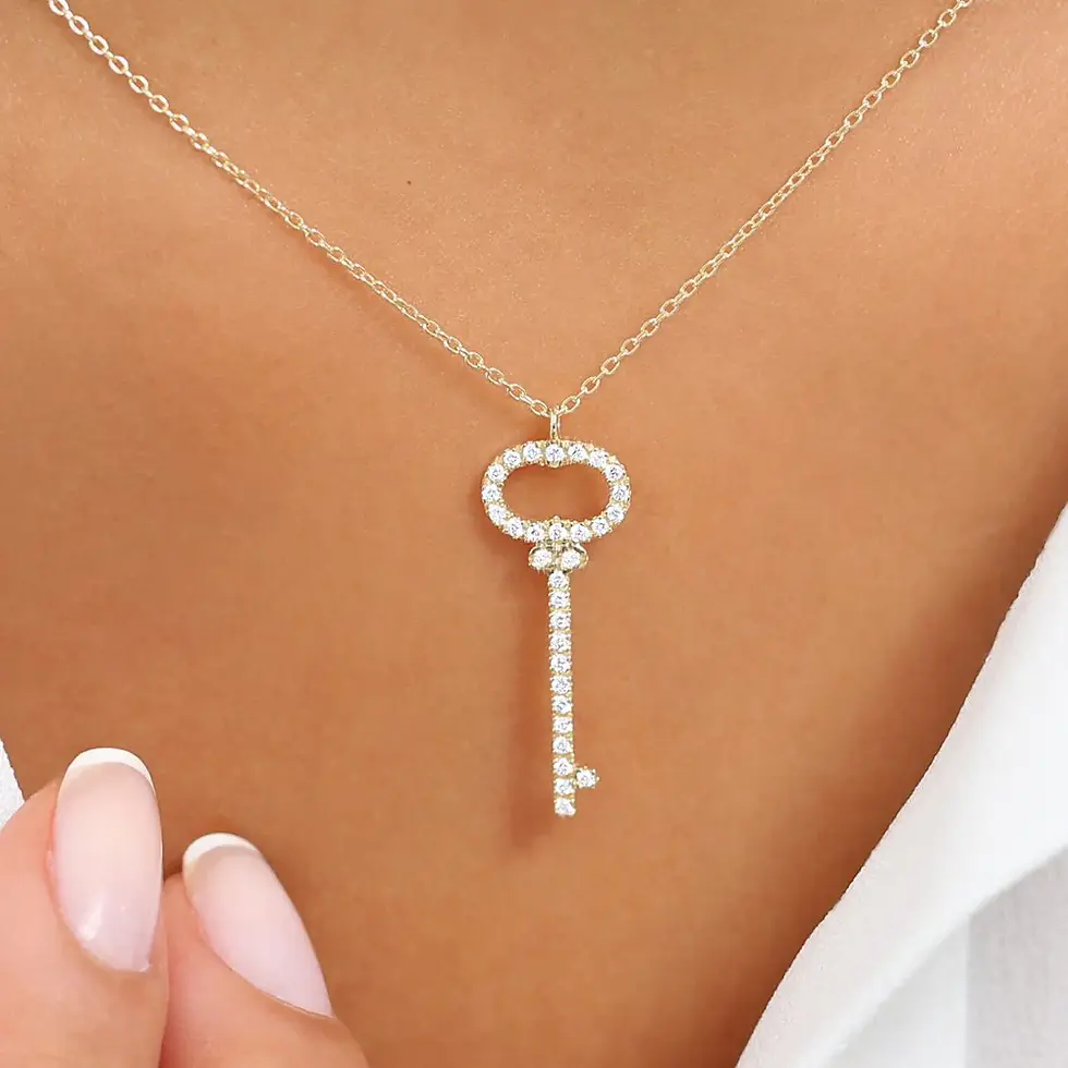 Diamond Key Charm Necklace