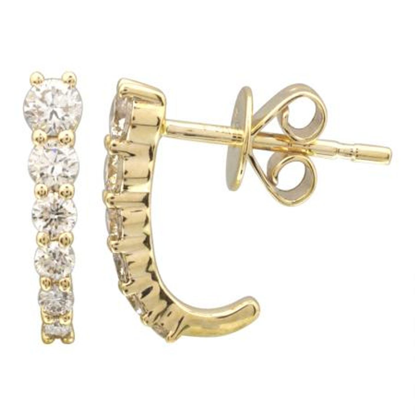 14K Gold Diamond Half Hoop Earring