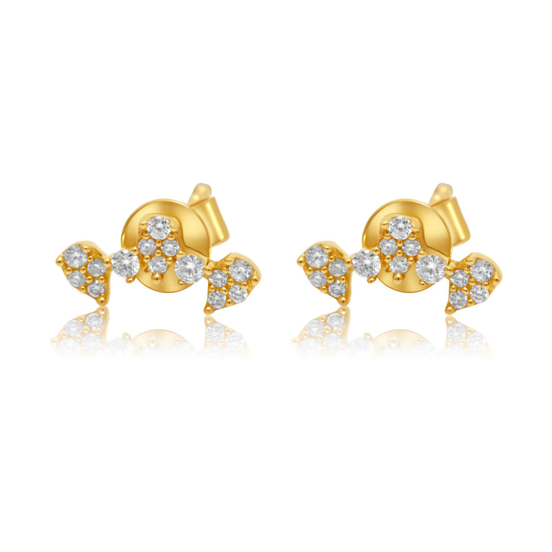 18K Solid Gold Diamond Multi-Shape Climber Earring