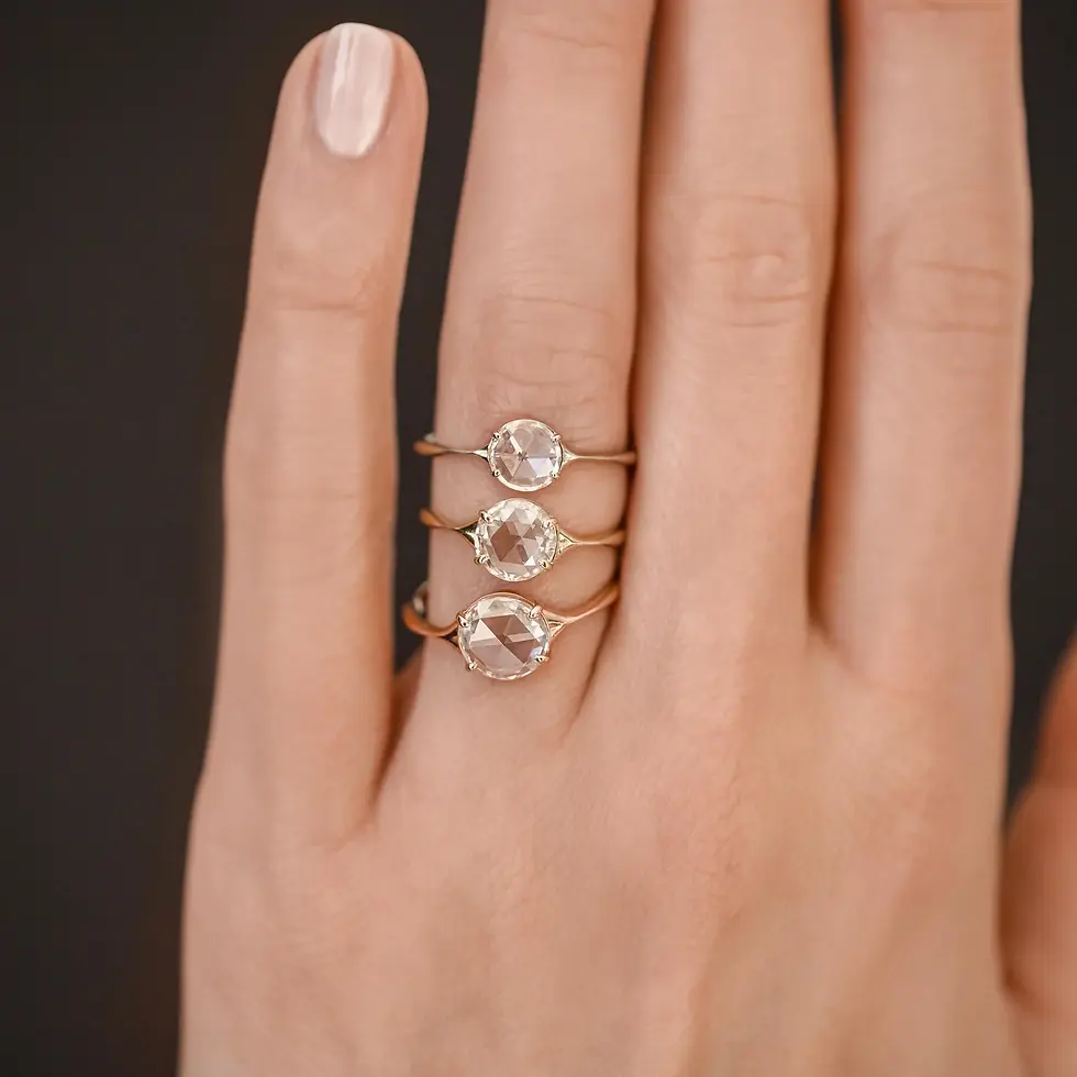 Thumbnail: 14k Solid Gold Rose Cut Lab-Grown Diamond Ring