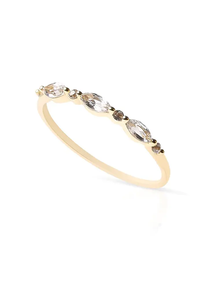 14K Solid Gold Lila Marquise Diamond And Sapphire Band