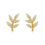 Thumbnail: 18K Solid Gold Diamond Leaf Stud Earrings