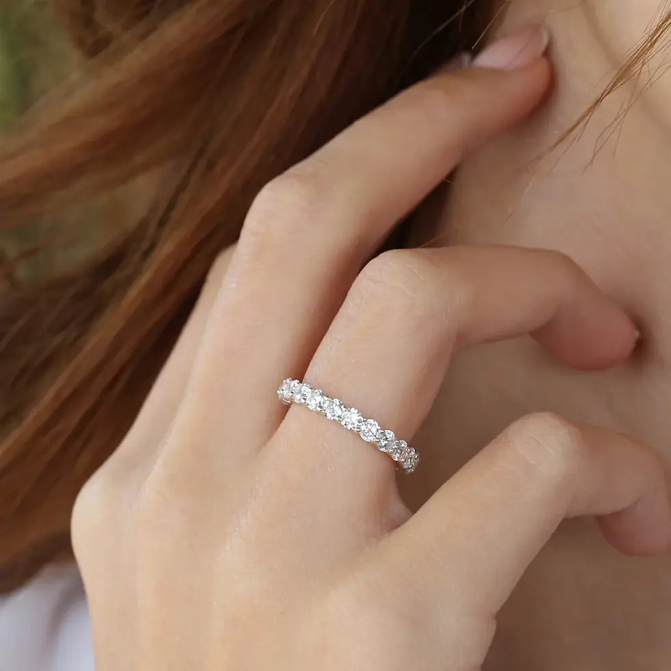 Thumbnail: 18K Solid Gold  Basket Setting Full Eternity Diamond Ring 2.25ctw