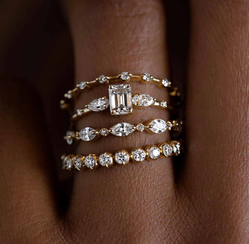 Thumbnail: Stackable Moissanite Ring