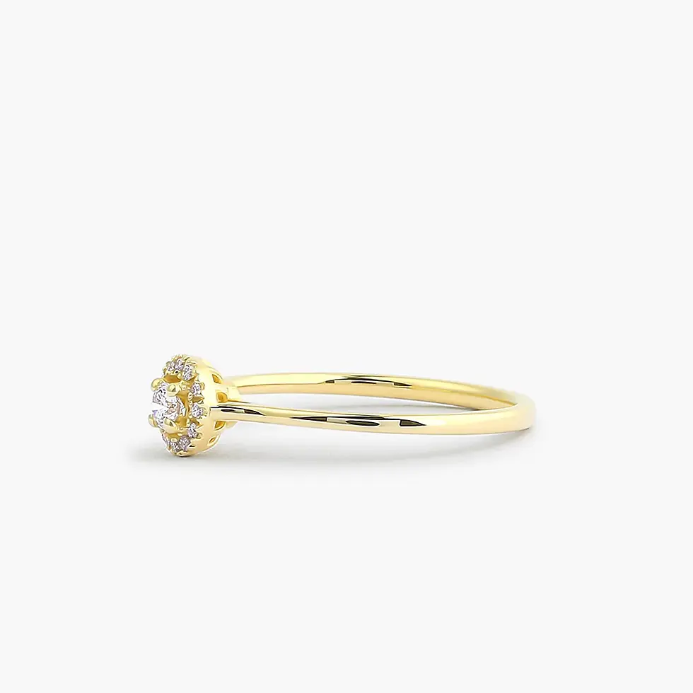 Thumbnail: 18K Solid Gold Halo Diamond Ring