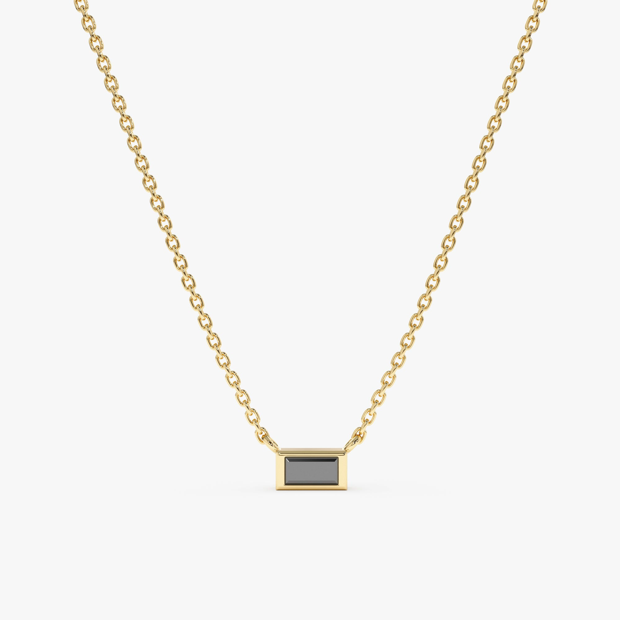 18K Solid Gold Black Diamond Necklace