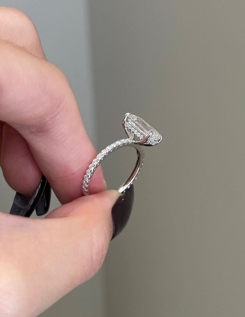 Thumbnail: Gold Emerald Cut Moissanite Engagement Ring