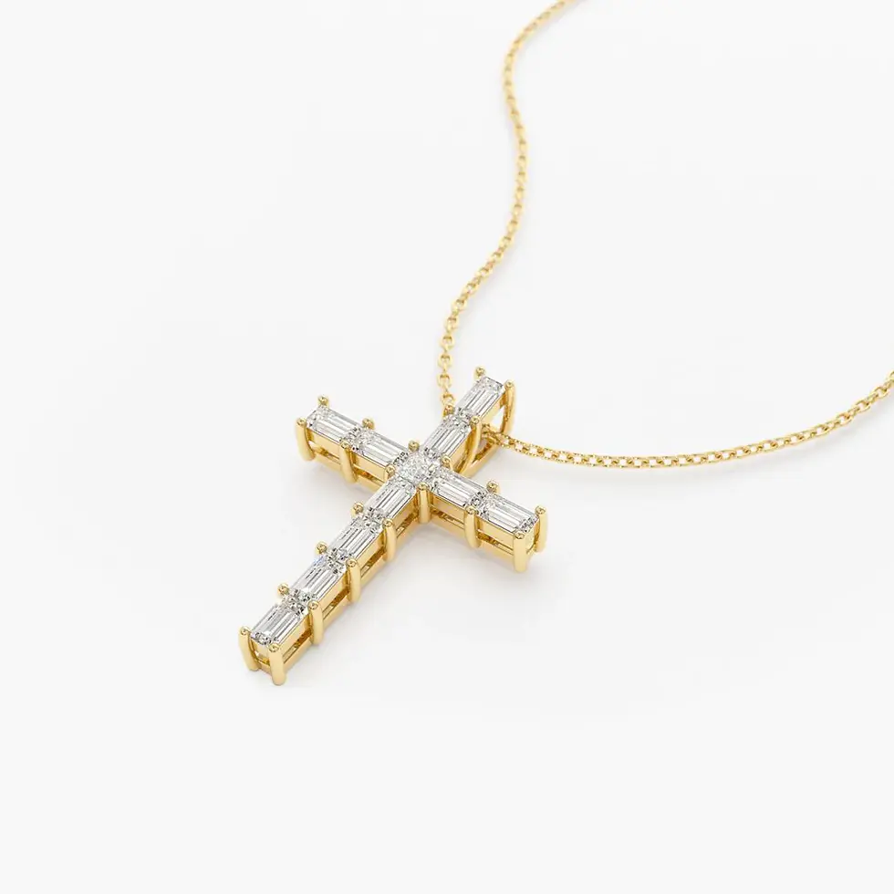 Baguette Diamond Cross Necklace