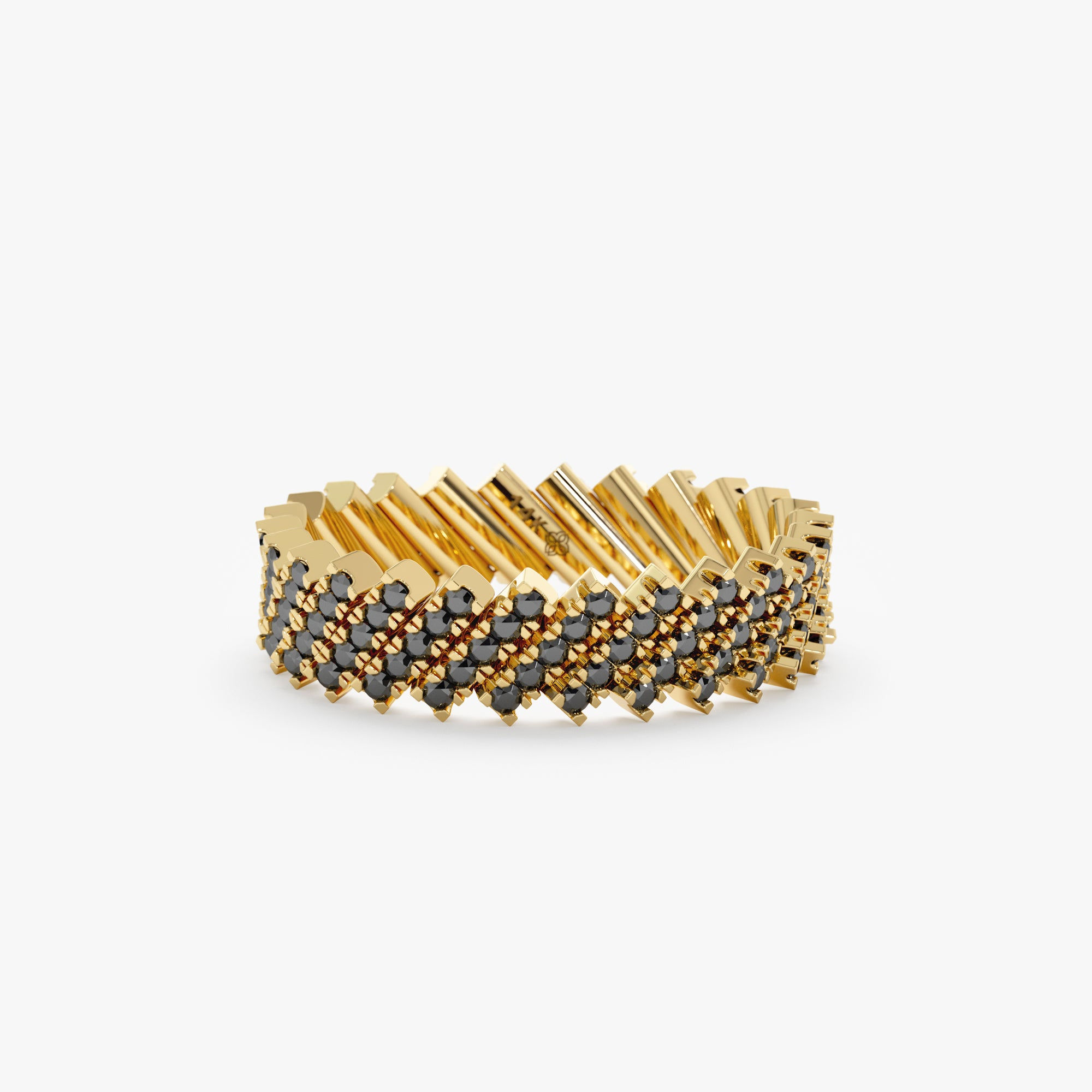 18K Solid Gold Black Diamond Eternity Ring
