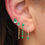 Thumbnail: Emerald Pear Chain Drop Earrings in 18K Solid Gold with Bezel Setting