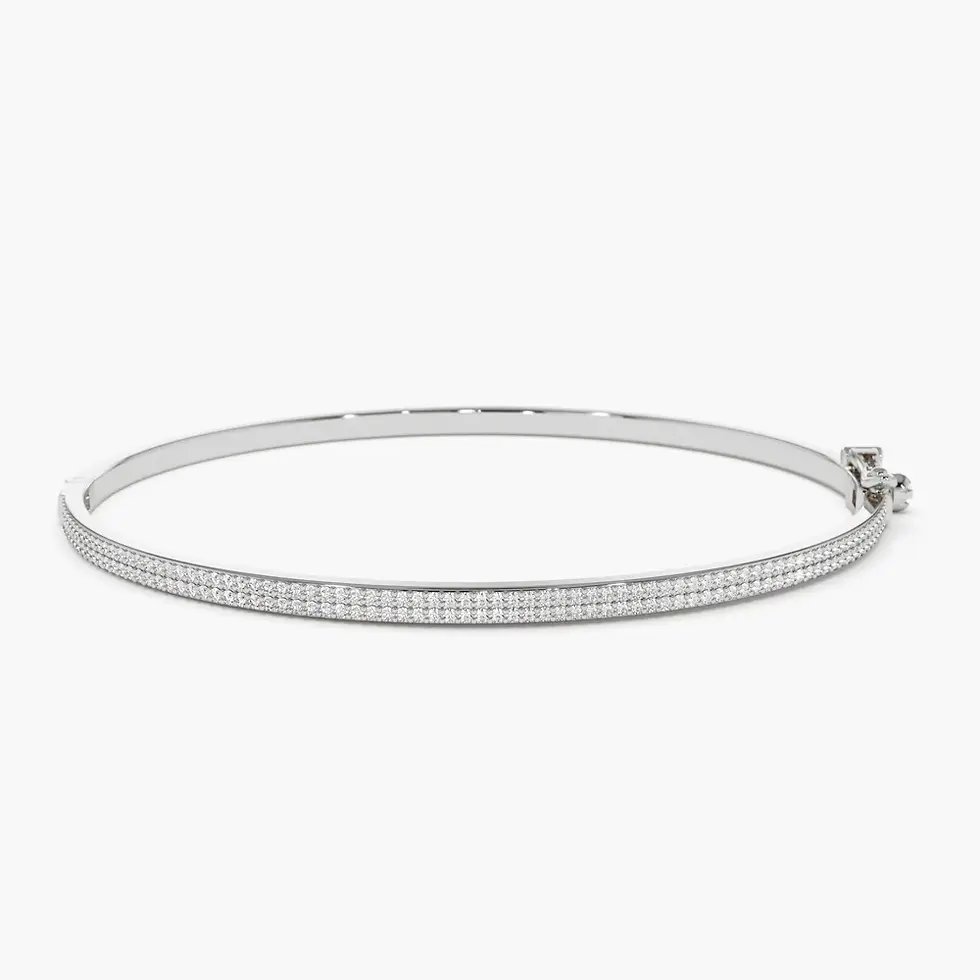 Thumbnail: Timeless 18K Solid Gold Diamond Pave Double Bangle